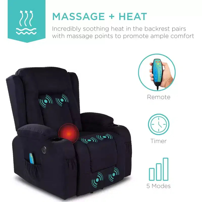 Fauteuil inclinable électrique en lin Best Choice Products avec port USB, chauffage et porte-gobelets