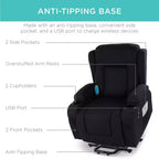 Fauteuil inclinable électrique en lin Best Choice Products avec port USB, chauffage et porte-gobelets