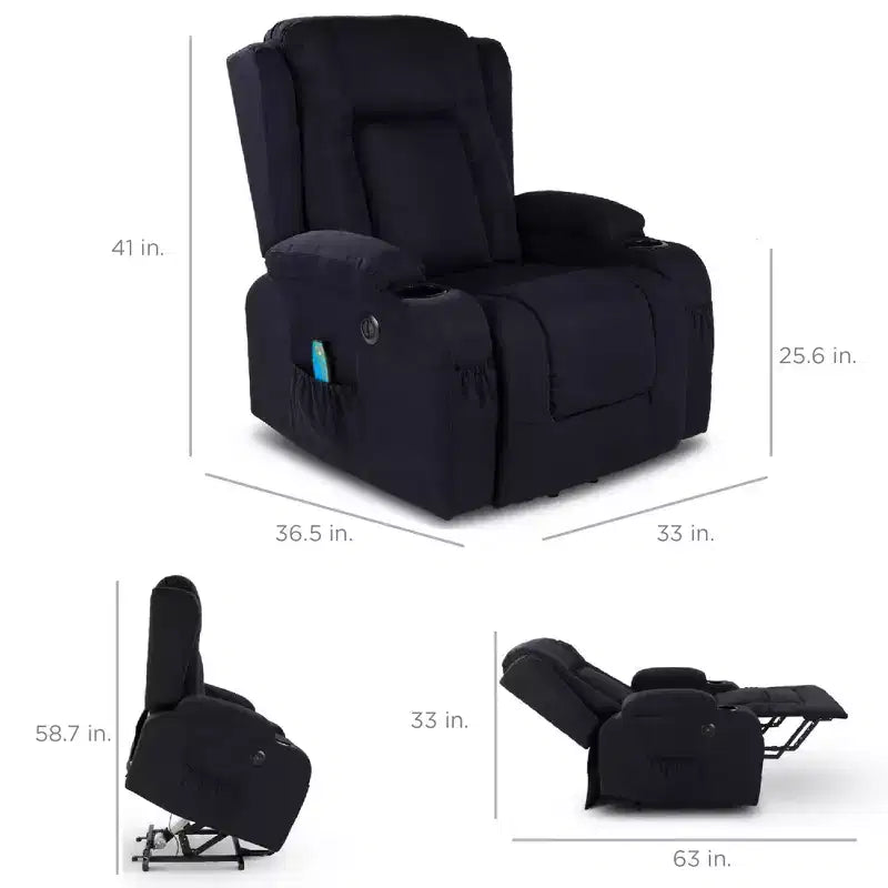 Fauteuil inclinable électrique en lin Best Choice Products avec port USB, chauffage et porte-gobelets