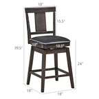 Costway Tabouret de Bar Pivotant 1/2/3/4 pièces, Chaise de Bar Hauteur Comptoir 61 cm Rembourrée avec Pieds en Bois d'Hévéa