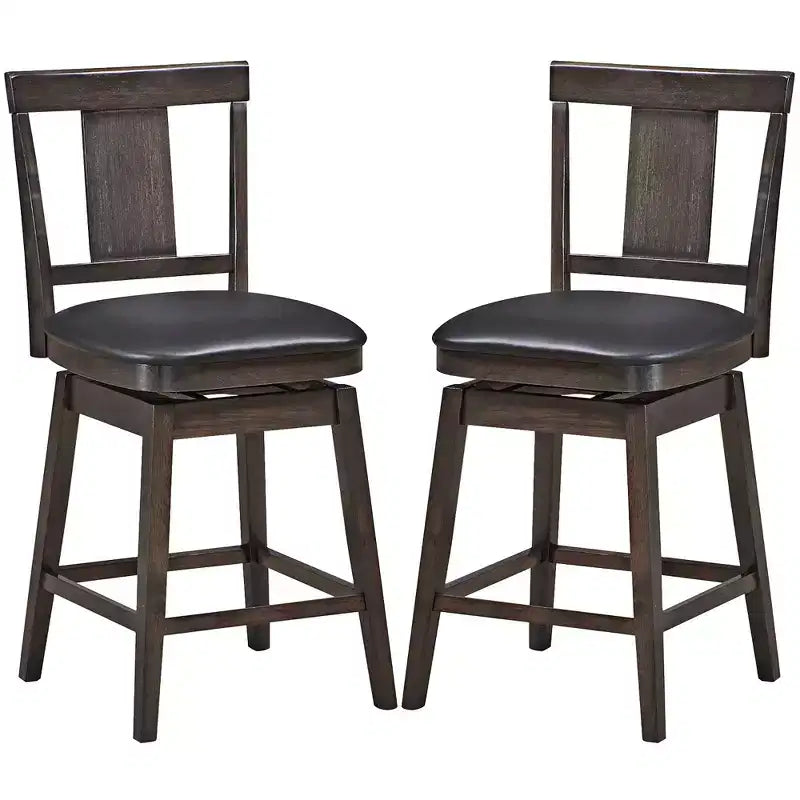Costway Tabouret de Bar Pivotant 1/2/3/4 pièces, Chaise de Bar Hauteur Comptoir 61 cm Rembourrée avec Pieds en Bois d'Hévéa