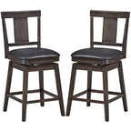 Costway Tabouret de Bar Pivotant 1/2/3/4 pièces, Chaise de Bar Hauteur Comptoir 61 cm Rembourrée avec Pieds en Bois d'Hévéa