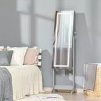 HOMCOM Armoire à bijoux sur pied avec éclairage LED, organisateur de bijoux verrouillable avec miroir pleine longueur et 4 angles réglables