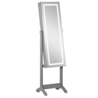 HOMCOM Armoire à bijoux sur pied avec éclairage LED, organisateur de bijoux verrouillable avec miroir pleine longueur et 4 angles réglables
