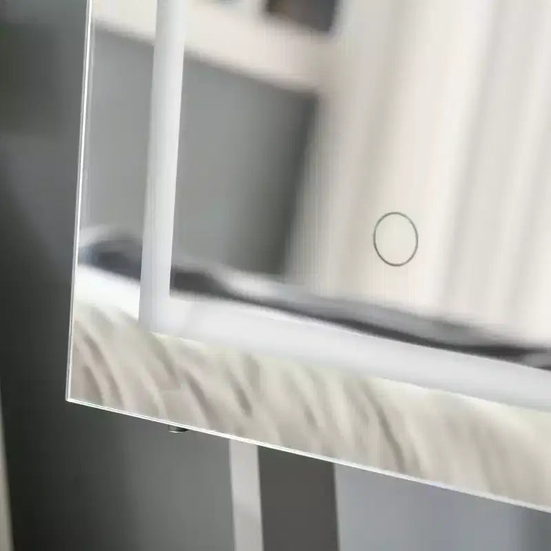 HOMCOM Armoire à bijoux sur pied avec éclairage LED, organisateur de bijoux verrouillable avec miroir pleine longueur et 4 angles réglables