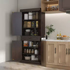 HOMCOM Grand garde-manger de cuisine autoportant de 180 cm avec 4 portes et 2 grands placards, armoire de rangement haute avec grand tiroir pour cuisine et salle à manger