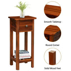 Costway Table d'appoint 2 pièces en bois massif avec tiroir et étagère ouverte en bois d'acacia Petite table de chevet