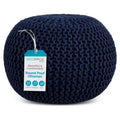BirdRock Home Round Pouf Foot Stool Ottoman - Navy