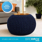 BirdRock Home Pouf Rond Repose-Pieds Ottoman - Bleu Marine