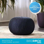 BirdRock Home Pouf Rond Repose-Pieds Ottoman - Bleu Marine