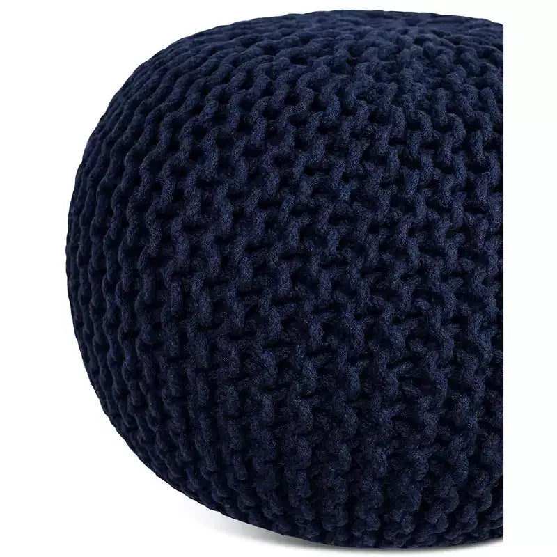 BirdRock Home Pouf Rond Repose-Pieds Ottoman - Bleu Marine