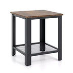Costway Lot de 2 tables d'appoint industrielles à 2 niveaux avec étagère de rangement, noir