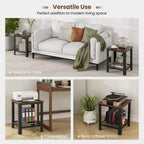 Costway Lot de 2 tables d'appoint industrielles à 2 niveaux avec étagère de rangement, noir