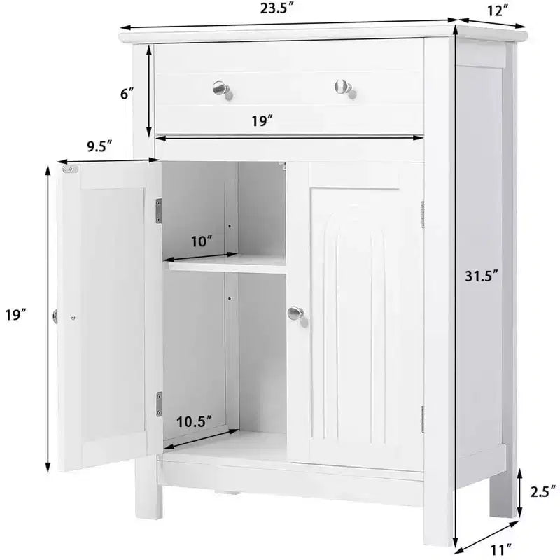Armoire de rangement de salle de bain Costway, autoportante, grand tiroir avec étagère réglable, blanche