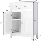 Armoire de rangement de salle de bain Costway, autoportante, grand tiroir avec étagère réglable, blanche