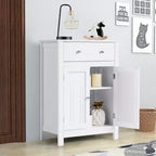 Armoire de rangement de salle de bain Costway, autoportante, grand tiroir avec étagère réglable, blanche
