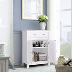 Armoire de rangement de salle de bain Costway, autoportante, grand tiroir avec étagère réglable, blanche