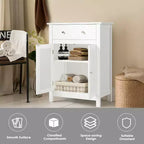Armoire de rangement de salle de bain Costway, autoportante, grand tiroir avec étagère réglable, blanche