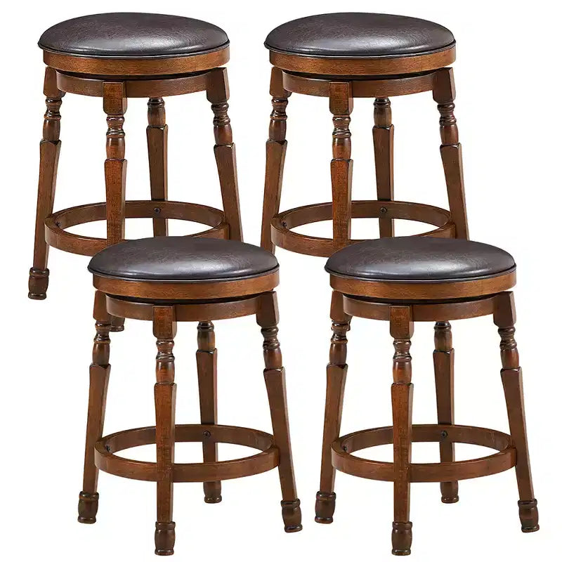 Costway Set of 4 24 Swivel Bar Stool Leather Padded Dining Kitchen Pub Chair Backless