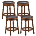 Costway Set of 4 24 Swivel Bar Stool Leather Padded Dining Kitchen Pub Chair Backless