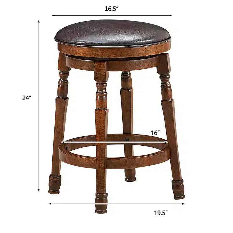 Costway Lot de 4 tabourets de bar pivotants en cuir, rembourrés, sans dossier, pour salle à manger, cuisine ou pub
