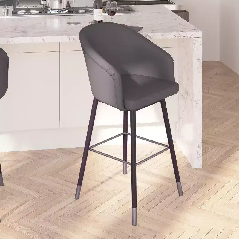 Tabouret Merrick Lane Temperance à cadre en bois moderne avec accents métalliques