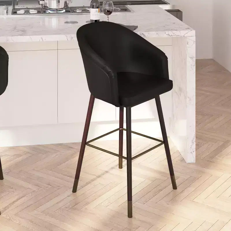 Tabouret Merrick Lane Temperance à cadre en bois moderne avec accents métalliques
