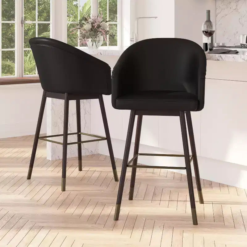 Tabouret Merrick Lane Temperance à cadre en bois moderne avec accents métalliques