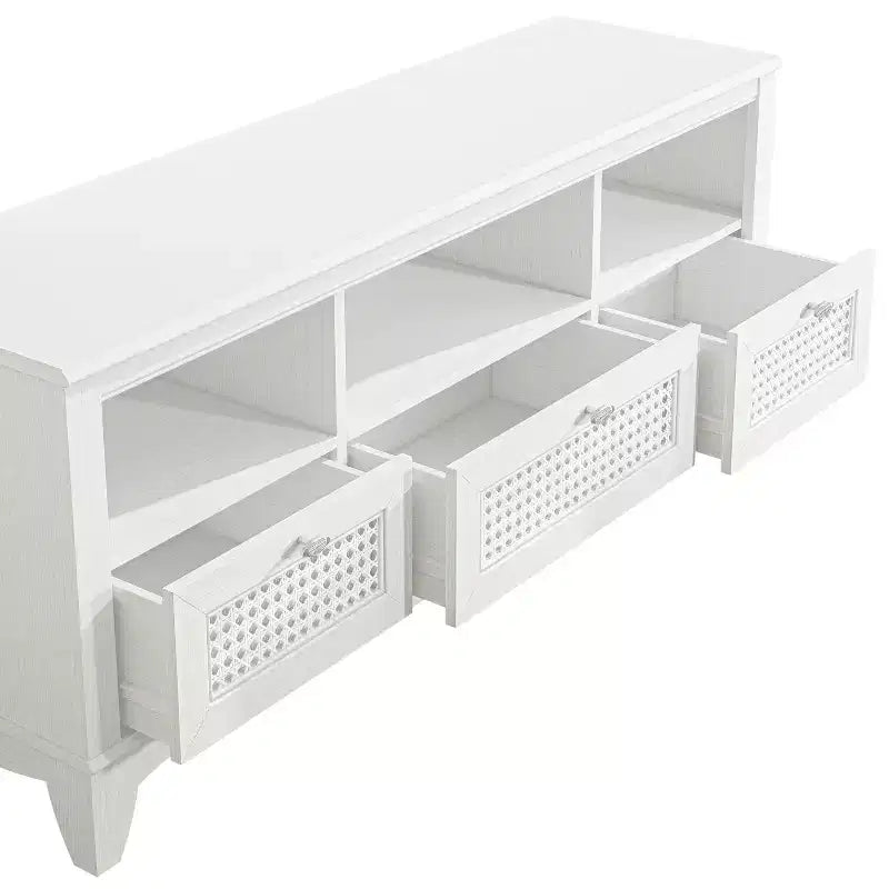 Meuble TV traditionnel en bois naturel de 55 po pour téléviseurs jusqu'à 60 po avec tiroir - Essentiels pour la maison
