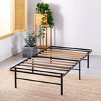 Base de lit avec sommier en lattes de bambou SmartBase Essential 14 pouces - Noir - Zinus