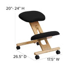 Chaise de bureau ergonomique à genoux en bois Emma et Oliver avec tissu noir