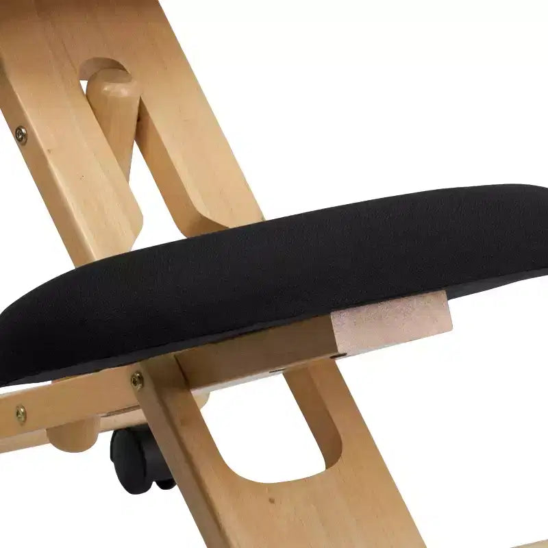 Chaise de bureau ergonomique à genoux en bois Emma et Oliver avec tissu noir