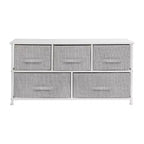 Commode de rangement à 5 tiroirs Emma et Oliver avec plateau en bois et tiroirs en tissu foncé
