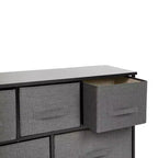 Commode de rangement à 5 tiroirs Emma et Oliver avec plateau en bois et tiroirs en tissu foncé