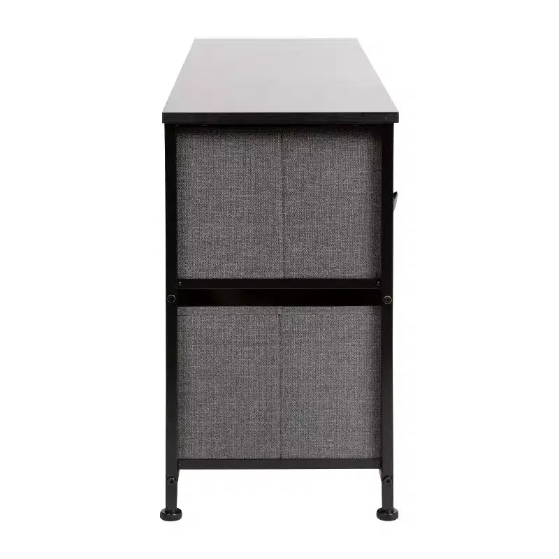 Commode de rangement à 5 tiroirs Emma et Oliver avec plateau en bois et tiroirs en tissu foncé