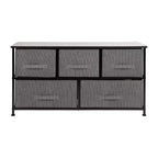 Commode de rangement à 5 tiroirs Emma et Oliver avec plateau en bois et tiroirs en tissu foncé
