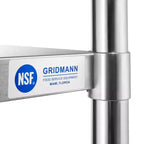 Tables en acier inoxydable GRIDMANN avec dosseret et étagère inférieure, tables de travail et de préparation de cuisine commerciales et domestiques certifiées NSF