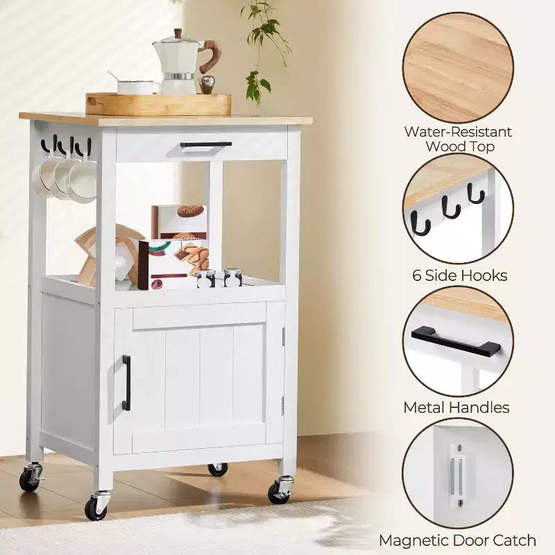 Desserte de cuisine roulante Yaheetech avec étagère ouverte et placard de rangement