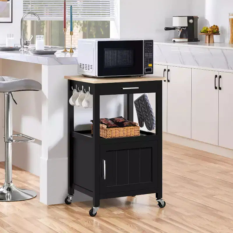 Desserte de cuisine roulante Yaheetech avec étagère ouverte et placard de rangement