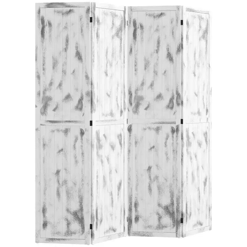 HOMCOM Paravent 4 Panneaux Pliant de 168 cm de Haut, Séparateur de Pièce, Cloison de Séparation pour Chambre, Bureau, Salon, Blanc