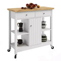 Kitchen Island with Drawers  Rolling Cart with Locking Casters  Use as Coffee Bar, Microwave Stand, or Shelves for Storage by Lavish Home (White)