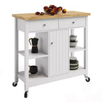 Kitchen Island with Drawers  Rolling Cart with Locking Casters  Use as Coffee Bar, Microwave Stand, or Shelves for Storage by Lavish Home (White)