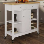 Îlot de cuisine avec tiroirs, Chariot roulant avec roulettes verrouillables, Utilisation comme bar à café, support à micro-ondes ou étagères de rangement par Lavish Home (Blanc)