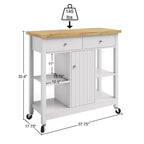 Îlot de cuisine avec tiroirs, Chariot roulant avec roulettes verrouillables, Utilisation comme bar à café, support à micro-ondes ou étagères de rangement par Lavish Home (Blanc)