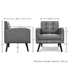 Fauteuil d'appoint moderne Yaheetech en tissu capitonné avec pieds en bois d'hévéa
