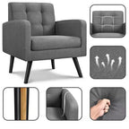 Fauteuil d'appoint moderne Yaheetech en tissu capitonné avec pieds en bois d'hévéa