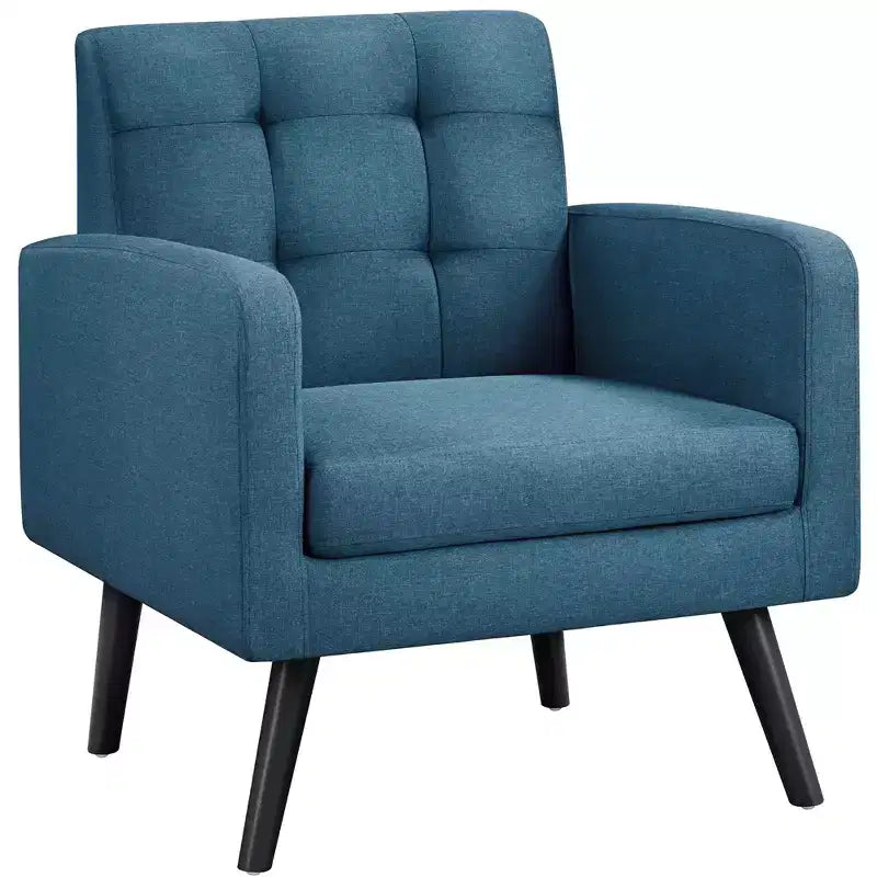 Fauteuil d'appoint moderne Yaheetech en tissu capitonné avec pieds en bois d'hévéa