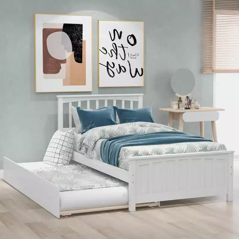Lit plateforme simple avec lit gigogne-ModernLuxe