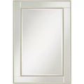 Noble Park Rectangular Vanity Decorative Wall Mirror Modern Beveled Edge Champagne Beaded Frame 27 Wide for Bathroom Bedroom Living Room Home Office