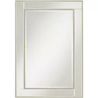 Noble Park Rectangular Vanity Decorative Wall Mirror Modern Beveled Edge Champagne Beaded Frame 27 Wide for Bathroom Bedroom Living Room Home Office